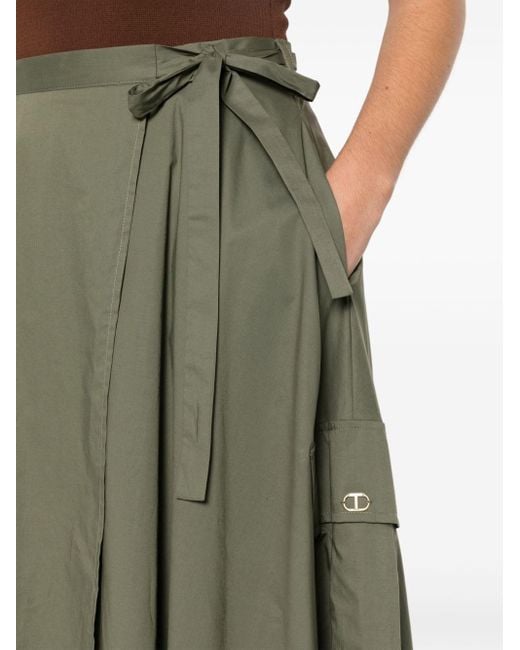 Twin Set Green Pleated Wrap Midi Skirt
