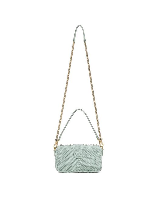 Twinset Blue Crochet Shoulder Bag With Rhinestones