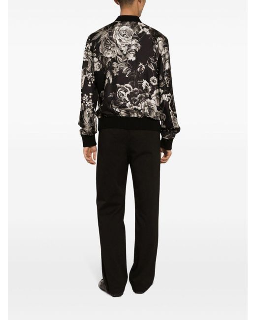 メンズ Dolce & Gabbana フローラル ボンバージャケット Black