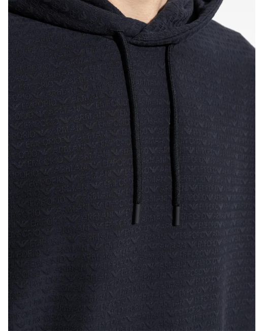 Felpa Con Cappuccio E Logo di Emporio Armani in Blue da Uomo