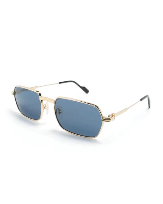 Cartier Blue Rectangle-Frame Sunglasses