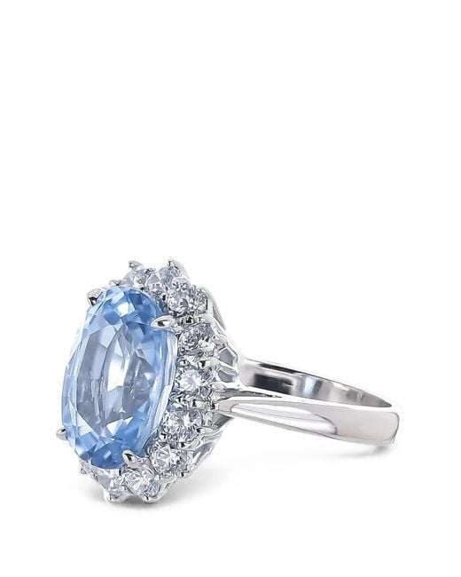 Fantasia by Deserio Natural Princess Diana Aquamarine And Zirconia Ring