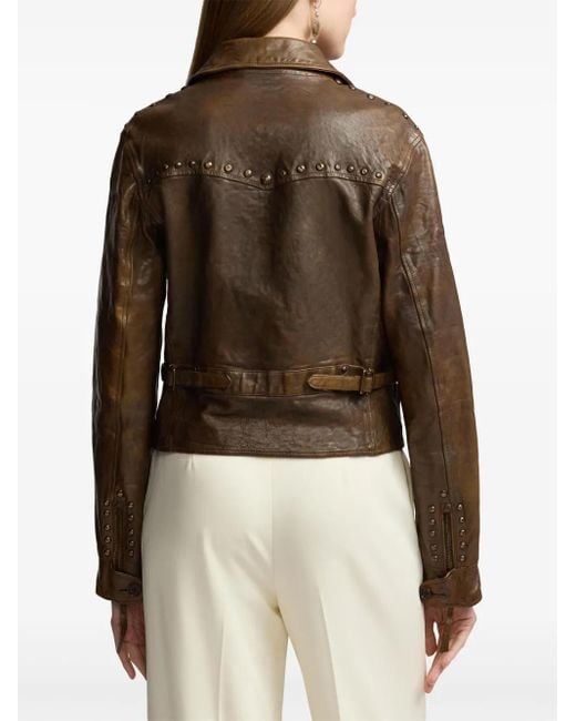 Veste Andrea Distressed En Cuir Ralph Lauren en coloris Brown