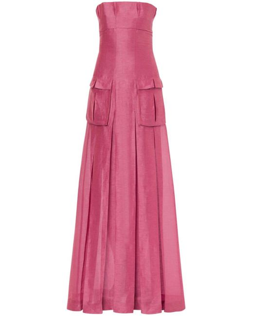Alberta Ferretti Pink Strapless Pleated-skirt Dress