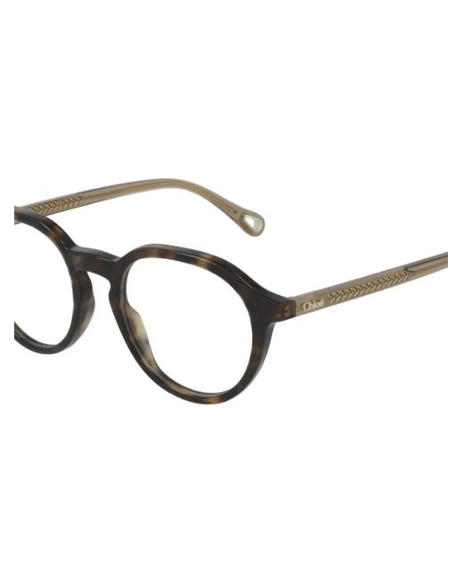 Chloé Brown Tortoiseshell Round-Frame Glasses