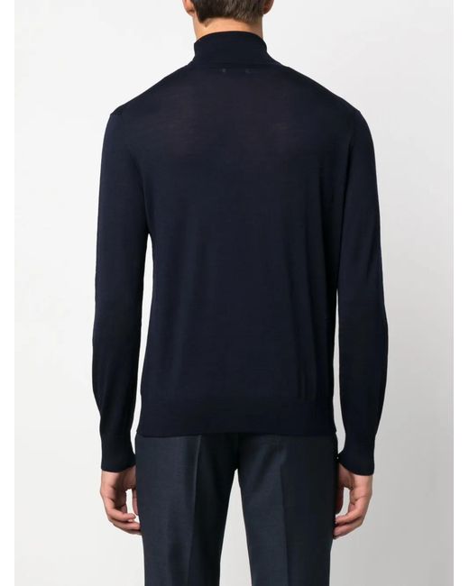 Ballantyne Blue Roll-Neck Fine-Knit Jumper for men