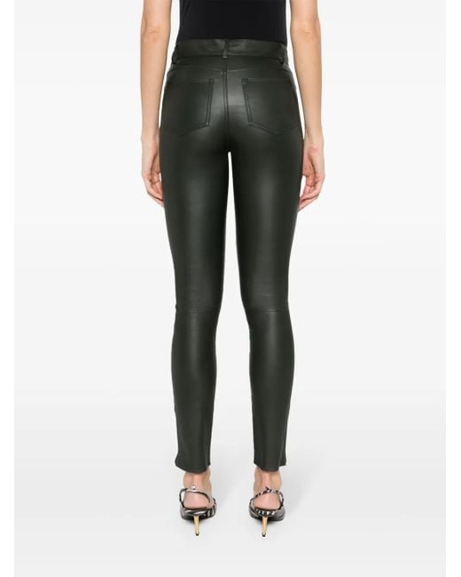 FEDERICA TOSI Gray Mid-Rise Leather Skinny Trousers
