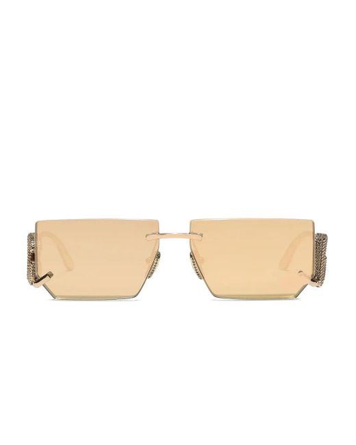 Dolce & Gabbana Natural Crystal-Embellished Rectangle-Frame Sunglasses