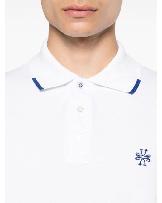 Jacob Cohen White Logo-embroidered Piqué Polo Shirt for men