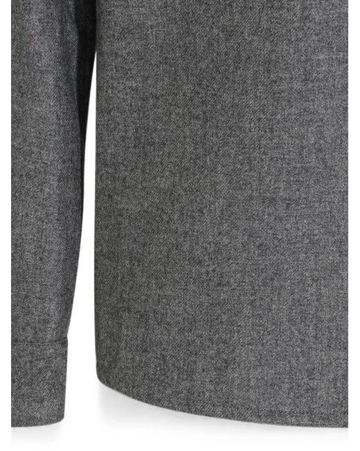 Eleventy Gray Button-Up Chest-Pocket Jacket for men