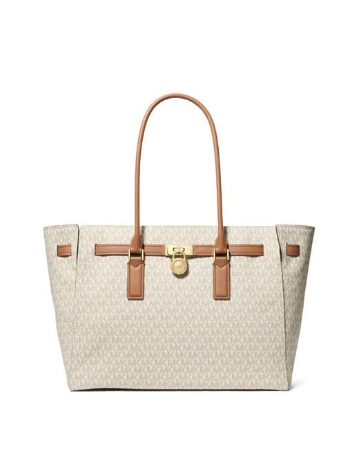MICHAEL Michael Kors Natural Hamilton Moderne Large Signature Logo Tote Bag