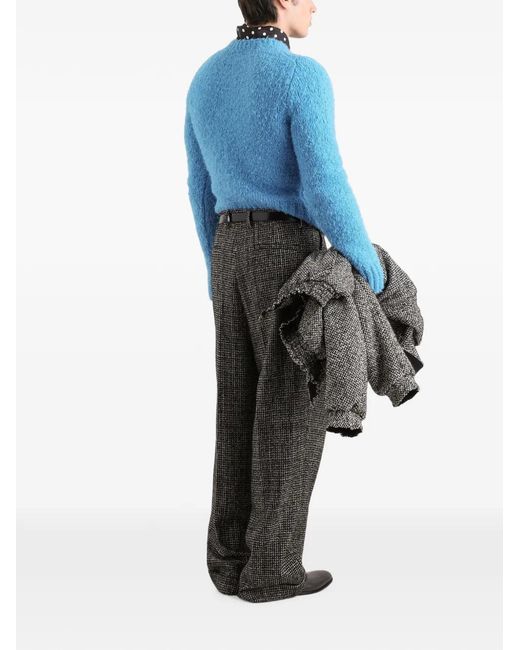 Dolce & Gabbana Blue Bouclé-Effect Pullover for men