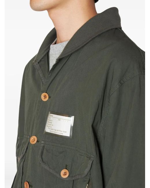 Kolor Green Buttoned Patch-Pocket Jacket for men