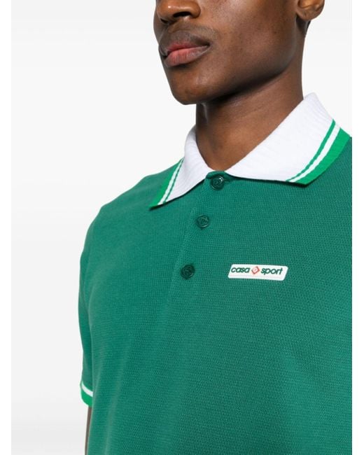 Casablancabrand Green Piqué Polo Shirt for men