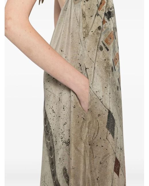 YANGKEHAN Natural Abstract-Print Maxi Dress