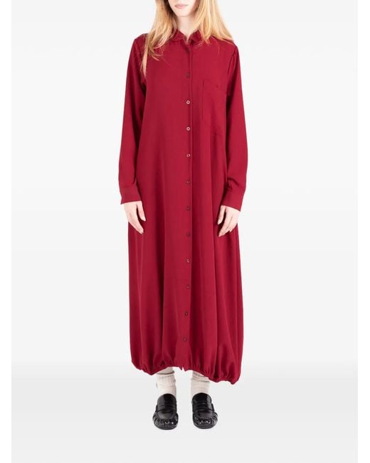 Societe Anonyme Red Le Panier Bubble-Hem Shirt Midi Dress