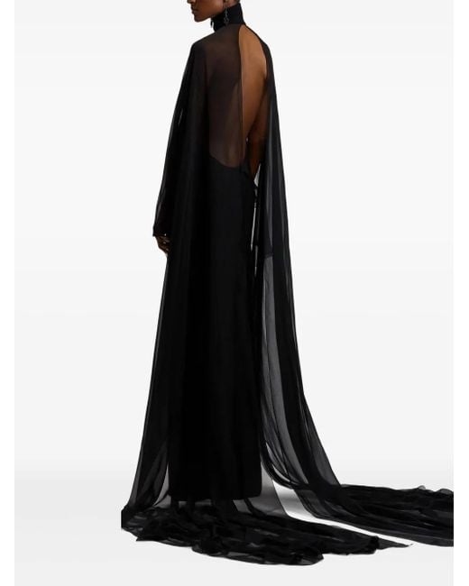 Abito Lungo Stile Mantella A Collo Alto di Ralph Lauren in Black
