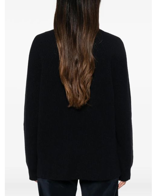 Liviana Conti Black Ribbed-Knit Roll-Neck Sweater