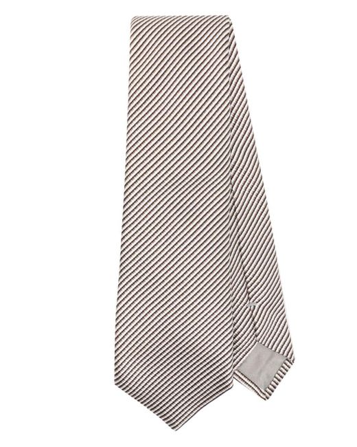 Giorgio Armani Gray Striped Satin Tie for men