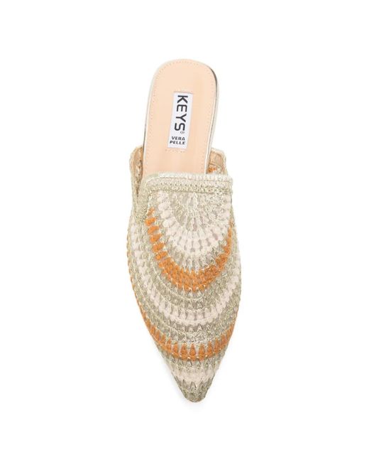 Keys White Spitze Sandalen Mit Webmuster