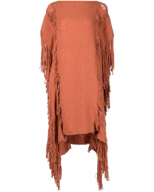 Voz Orange Haut Long À Détails De Franges