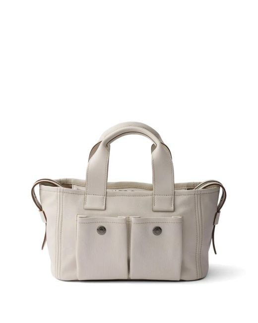 Prada Natural Route Medium Leather Tote Bag