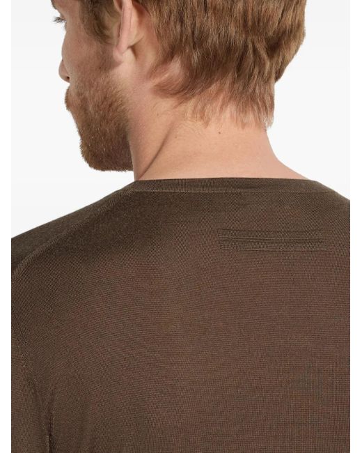 Zegna Brown Mélange Crew-Neck Sweater for men
