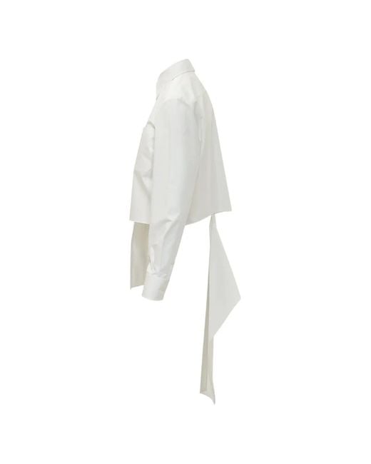 MSGM White Asymmetric-Hem Draped Shirt