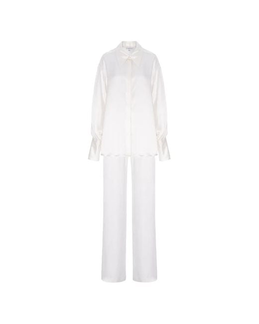 CuAnna White Silk Pajamas