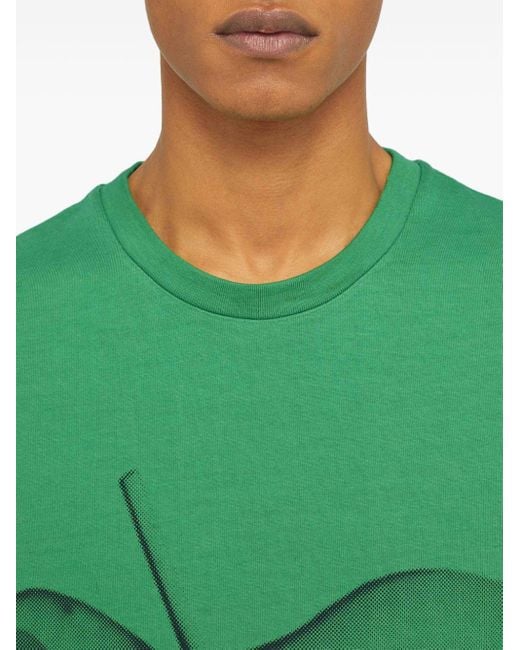 Jil Sander Green Graphic-print Cotton T-shirt for men