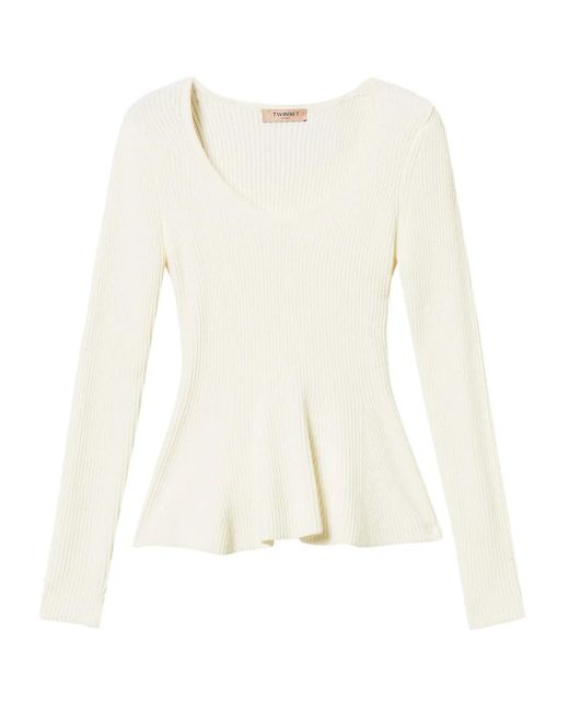 Twinset Geribbelde Sweater in het White