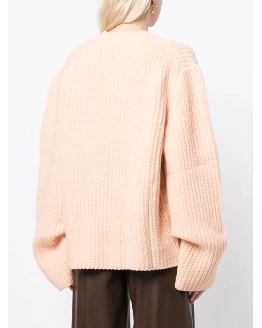 Nanushka Pink Extra-Long-Sleeve Knitted Jumper