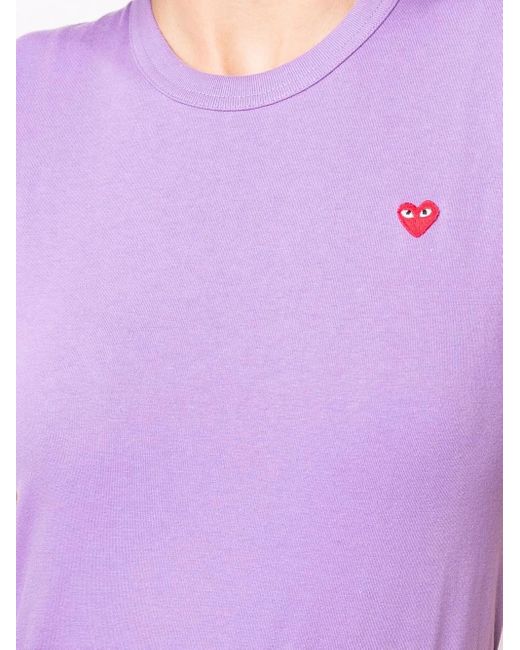 COMME DES GARÇONS PLAY Purple Cotton Embroidered-Logo T-Shirt