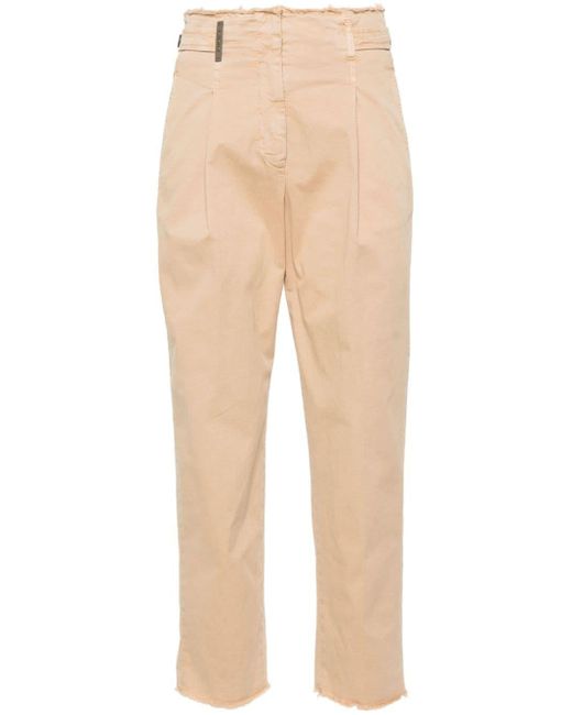 Peserico Natural Frayed-brim Cropped Trousers