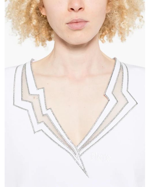 Pinko White Frayed Sweater