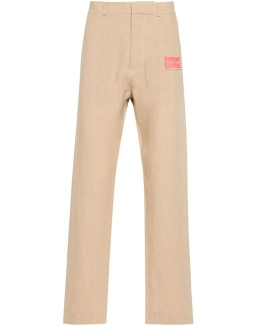 Off-White c/o Virgil Abloh Natural Appliqué-Logo Tapered Trousers for men