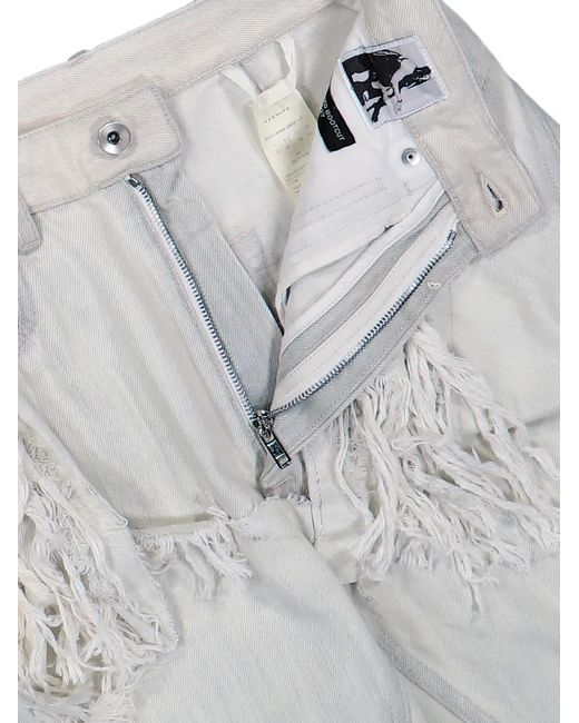 Rick Owens White Jean Slivered Bootcut À Bords Francs