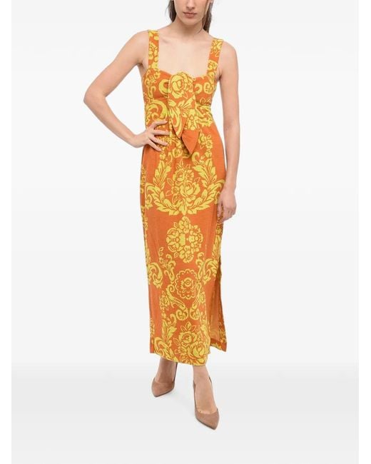 ALÉMAIS Metallic Alby Floral-Print Midi Dress