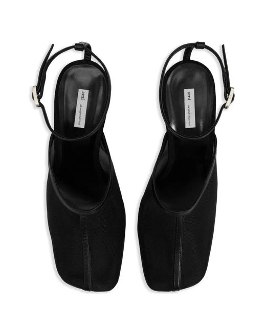 AMI Black Croisette Mules
