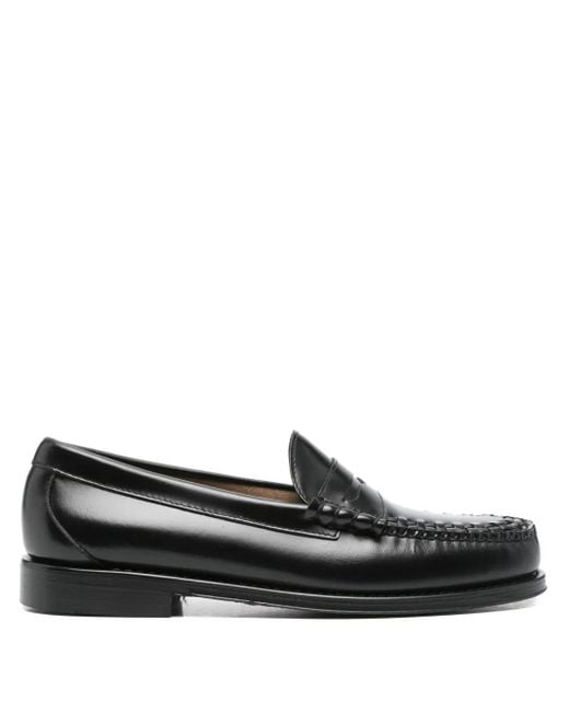 G.H.BASS Black Woven-Front Leather Loafers for men