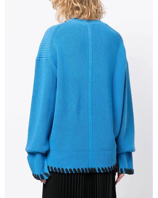 3.1 Phillip Lim Blue Ribbed V-Neck Jumper