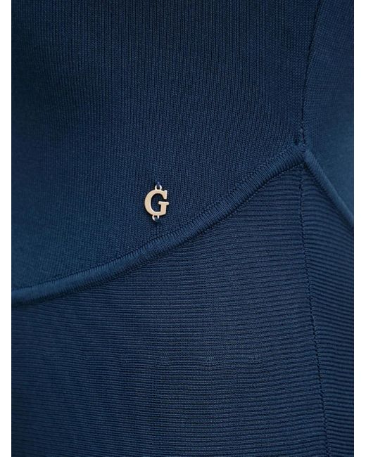 Guess Blue Ausgestelltes Midikleid mit Stehkragen