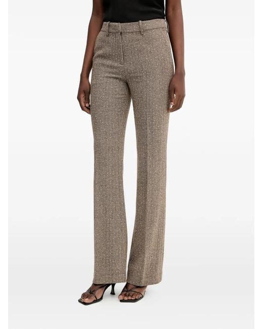 ERMANNO FIRENZE Natural Herringbone Trousers