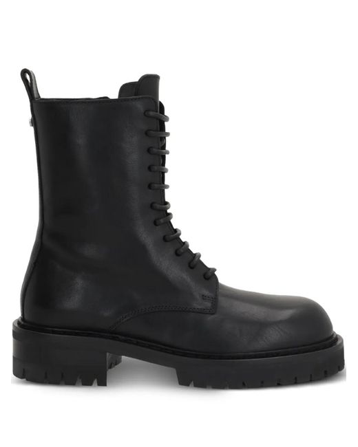 Ann Demeulemeester Black Skagi Lace-Up Lug-Sole Combat Boots