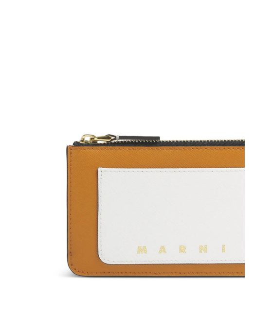 Marni White Leather Zip Cardholder