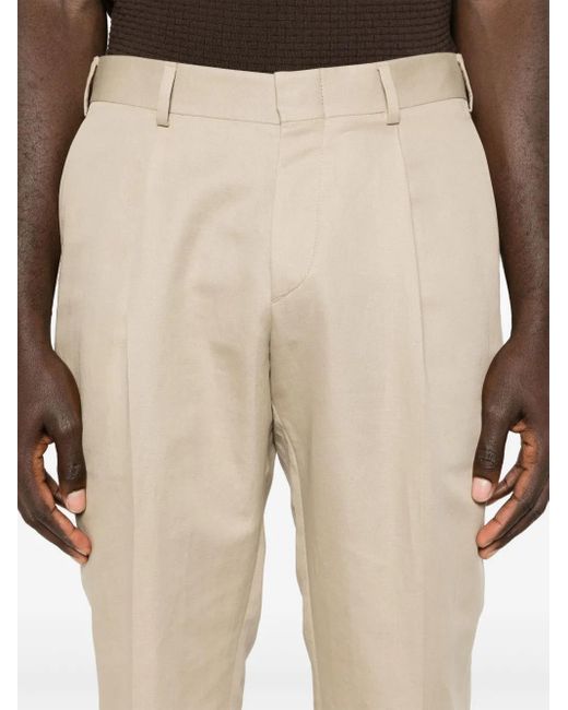 Brioni Natural Mid-Rise Tailored Trousers for men