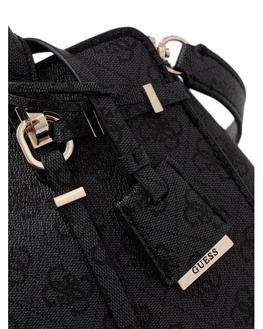 Guess Black Leona Monogram-Print Shoulder Bag