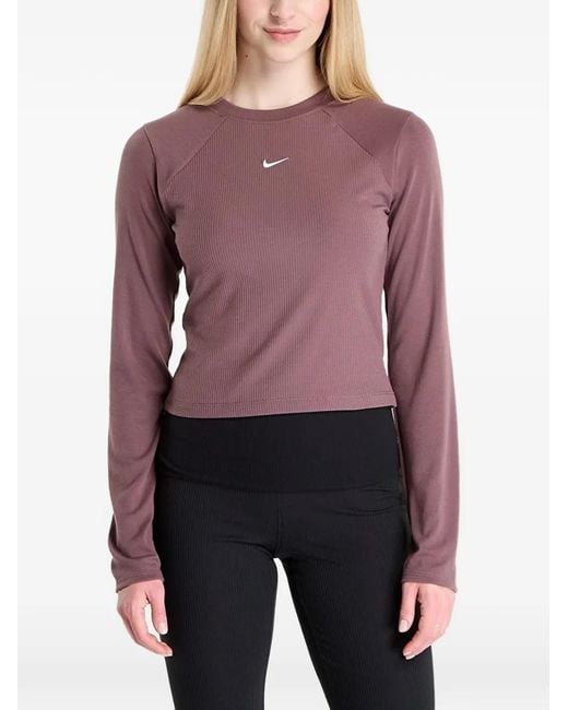 Nike Purple Long-Sleeve Ribbed Top