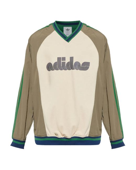 Adidas Green X Brain Dead Originals Colour-Block Logo Sweatshirt for men