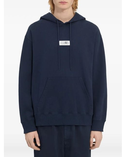 MM6 by Maison Margiela Blue Unbrushed Cotton Hoodie for men